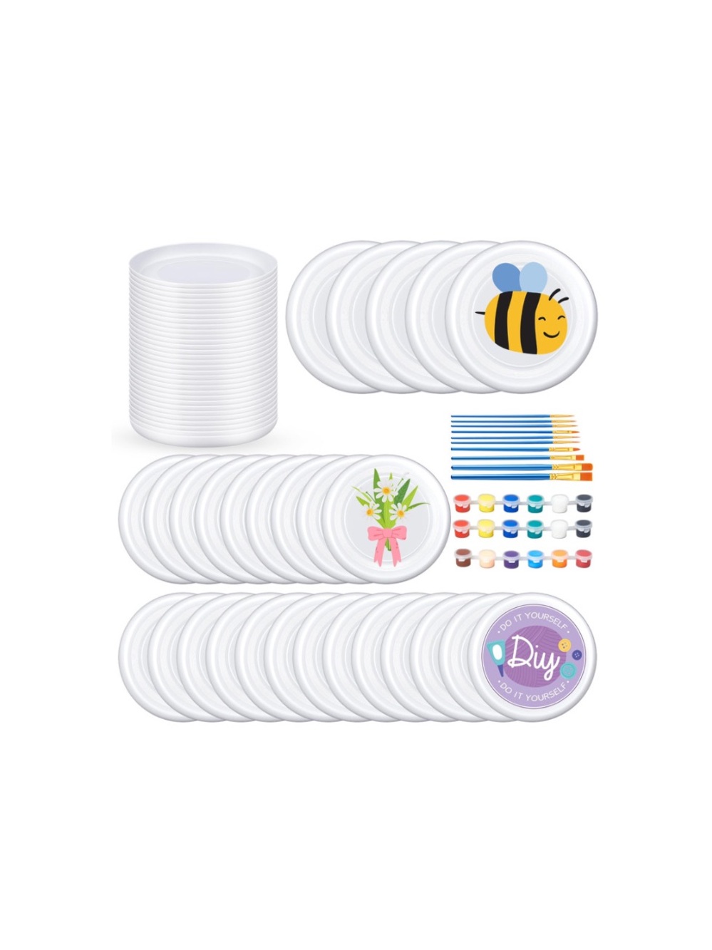 36 Pcs White DIY Flying Discs, 7 Inch Crafting DIY Bulk Piece Set